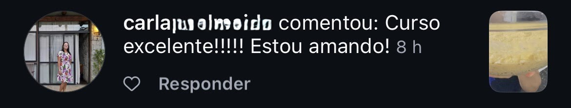 Comentário Carla: Curso excelente!